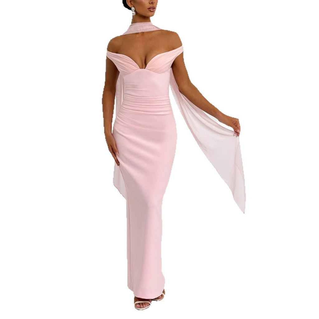 Robe longue bustier à jupe fluide