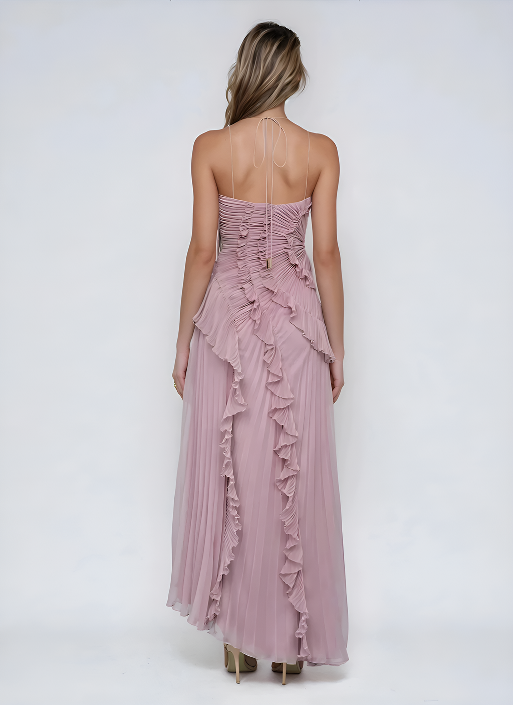 Robe à volants dans un ton parme