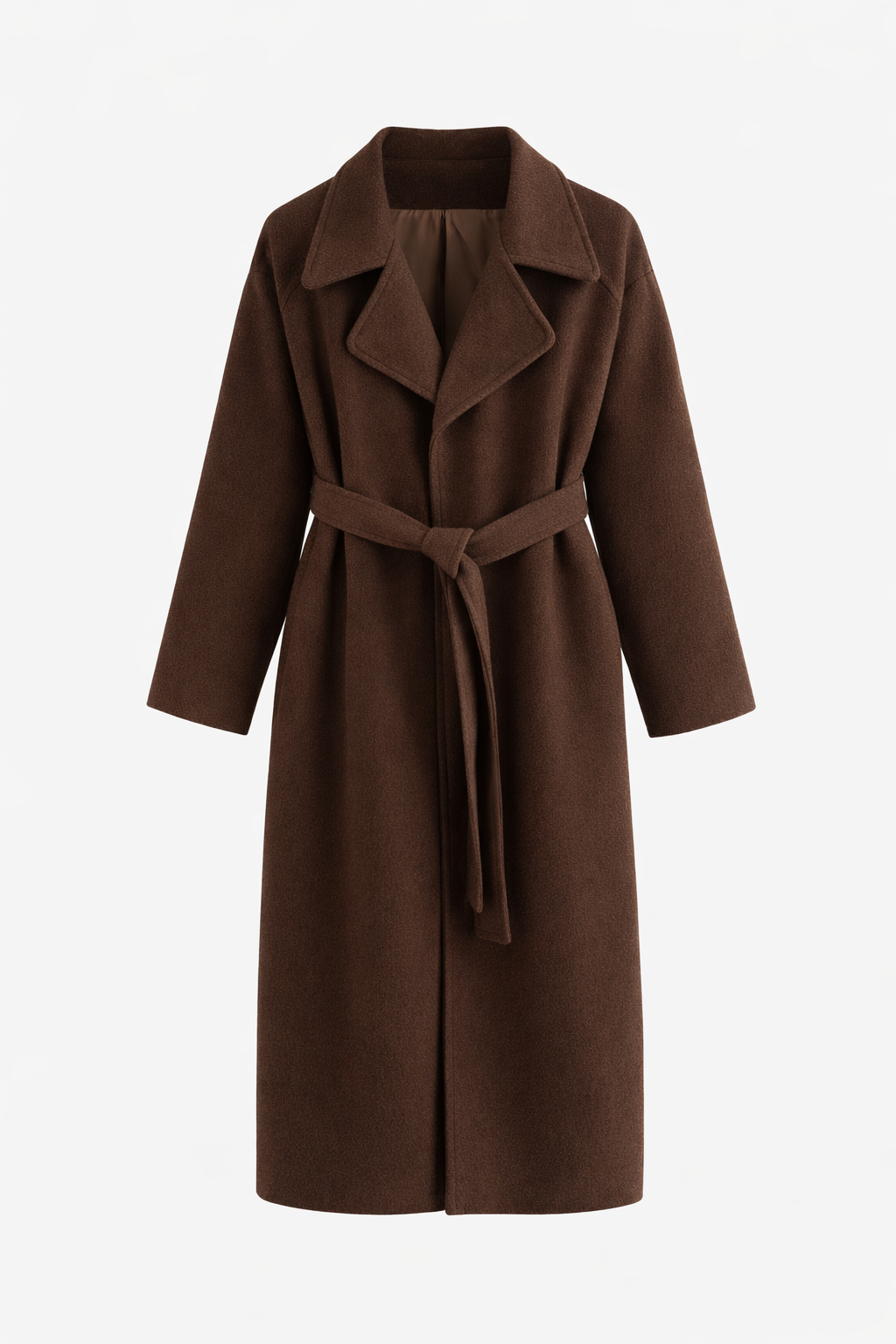 Manteau long droit à ceinture amovible