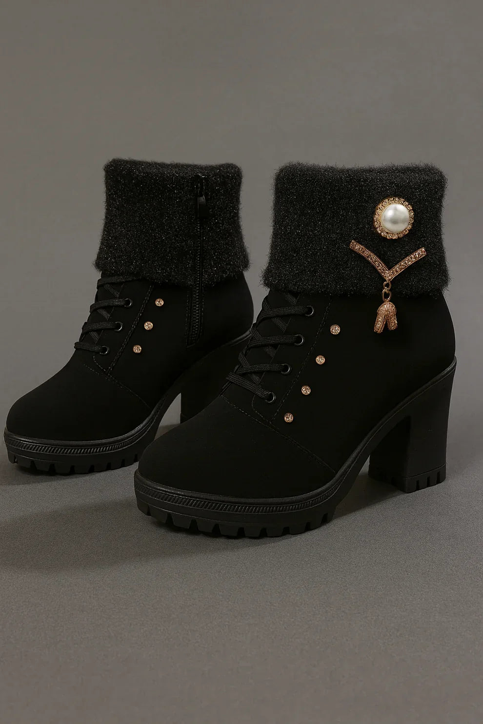 Bottes à talon large doublées