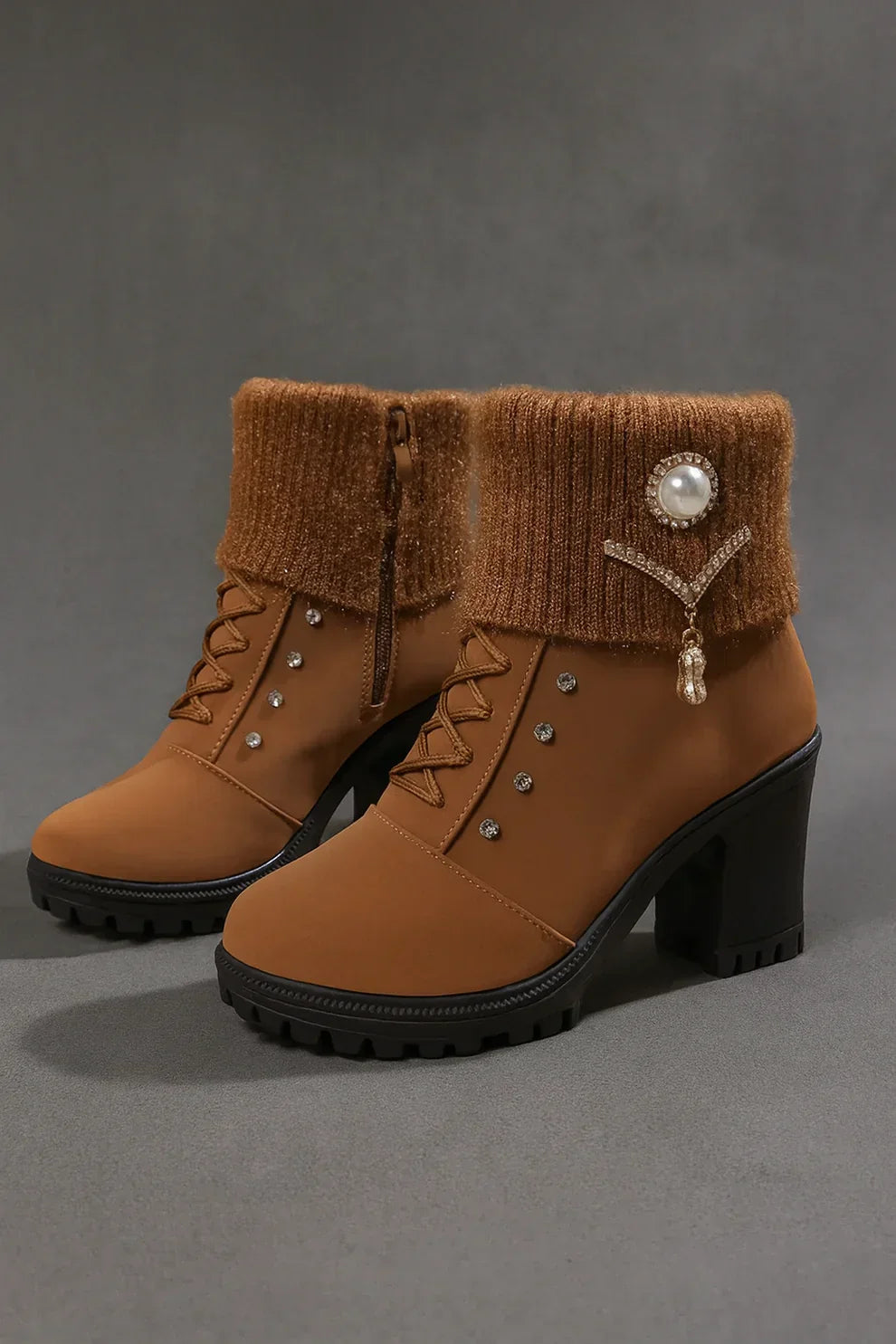 Bottes à talon large doublées