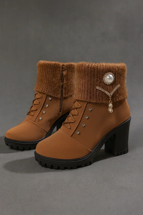 Bottes à talon large doublées