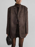 Blazer oversize en suédine chocolat