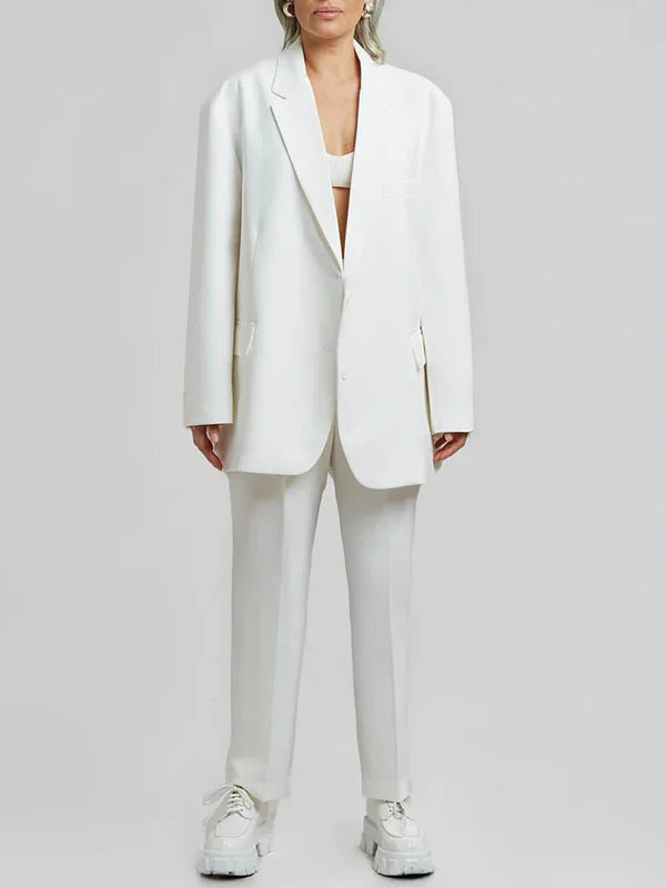 Blazer ivoire à la coupe oversize