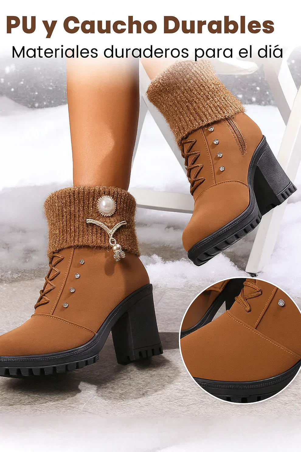Bottes à talon large doublées