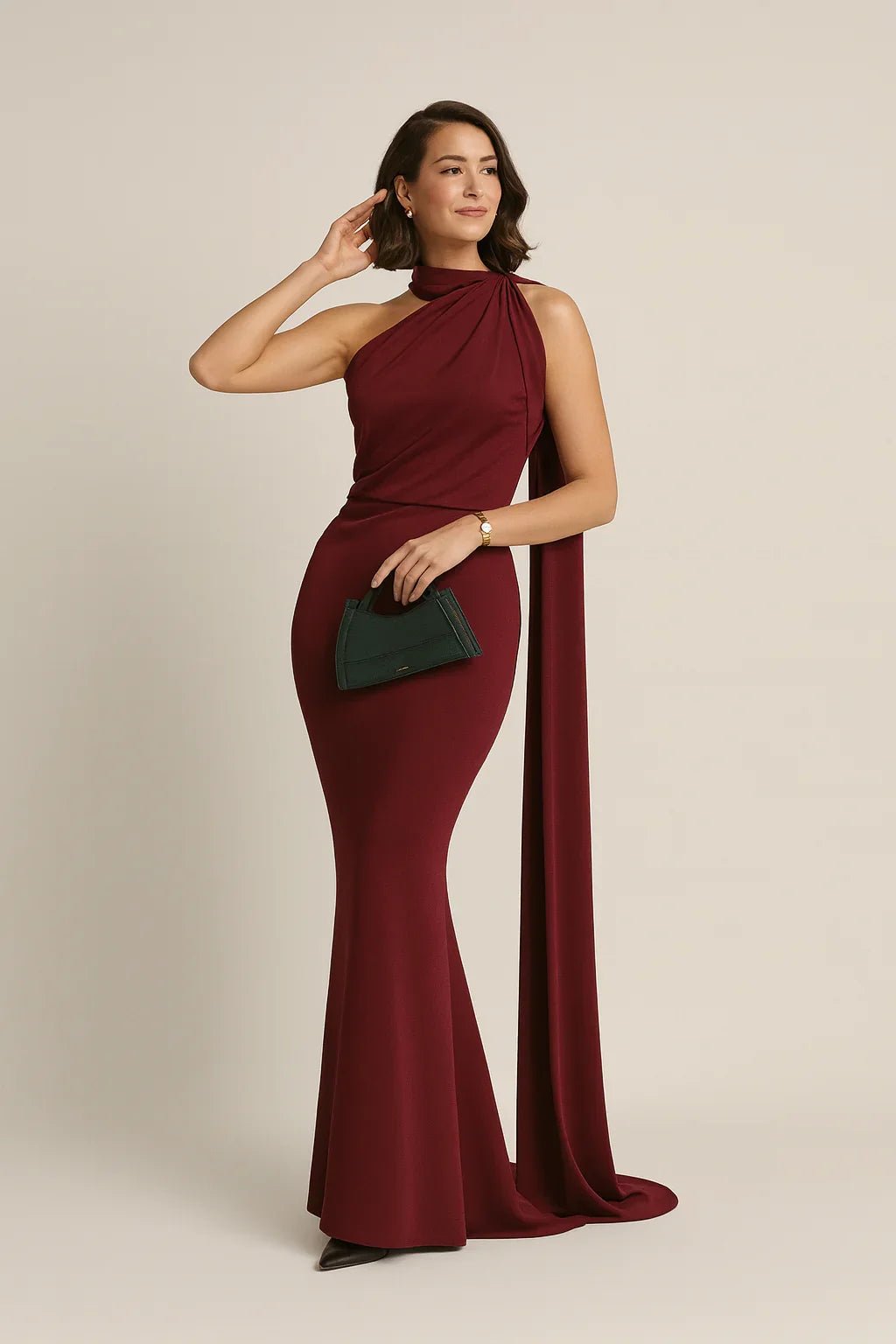 Robe longue en satin à la coupe de gala