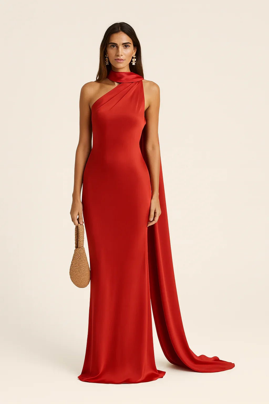Robe longue en satin à la coupe de gala