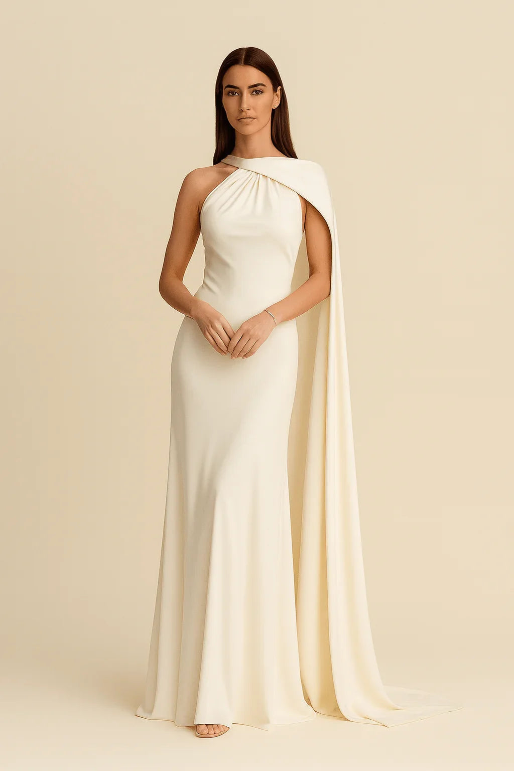 Robe longue en satin à la coupe de gala