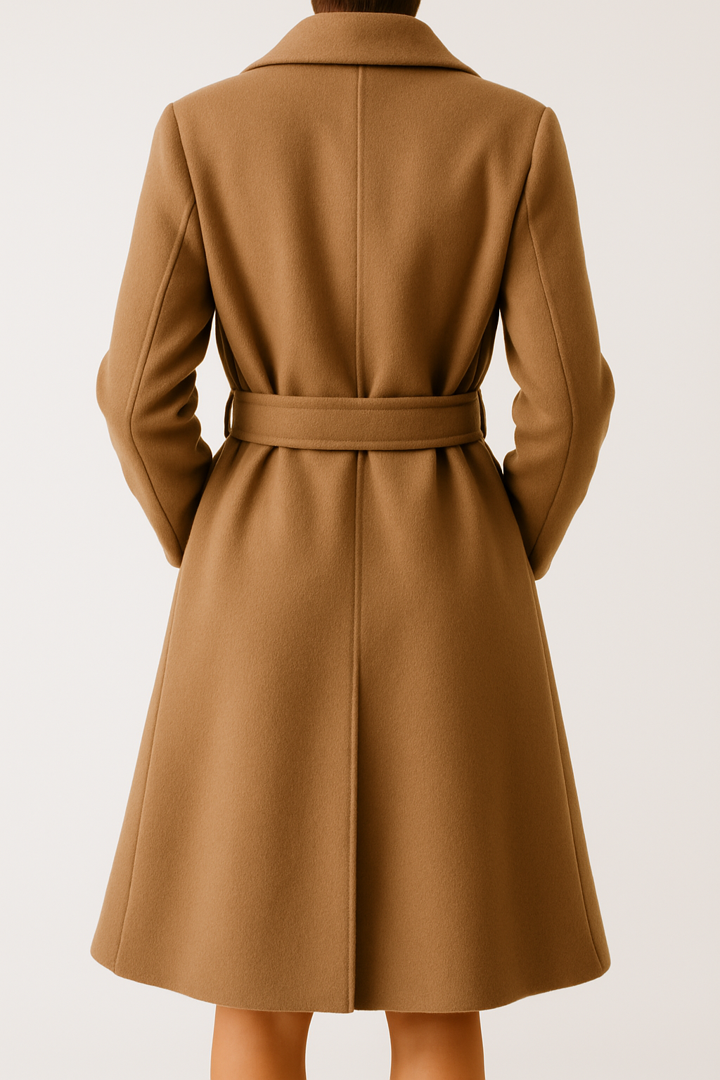 Manteau long en 100 % laine à fermeture à nœud
