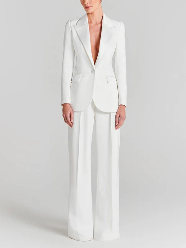 Blazer ivoire à col plissé