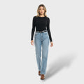 Pantalon droit à application de strass