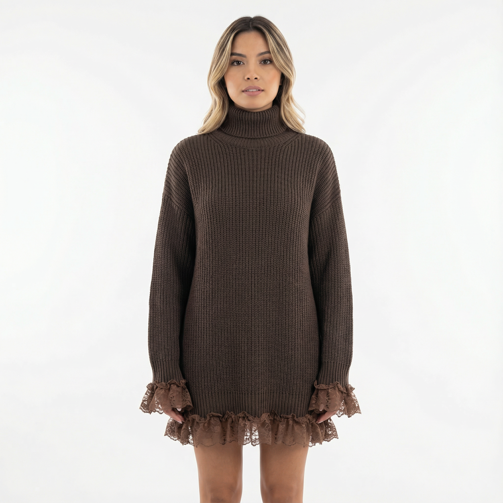 Robe midi en maille douce à coupe droite