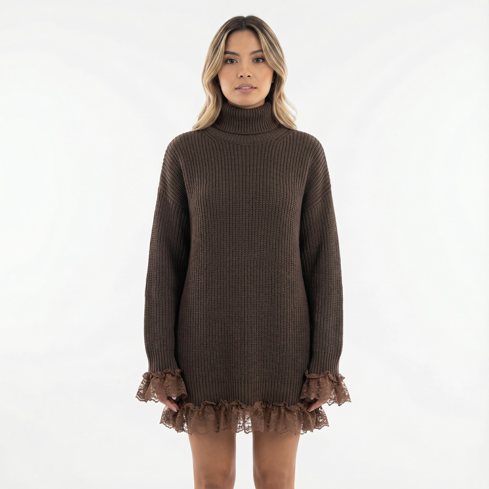 Robe midi en maille douce à coupe droite