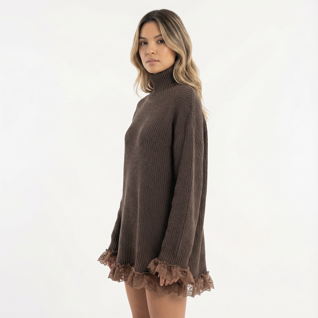 Robe midi en maille douce à coupe droite