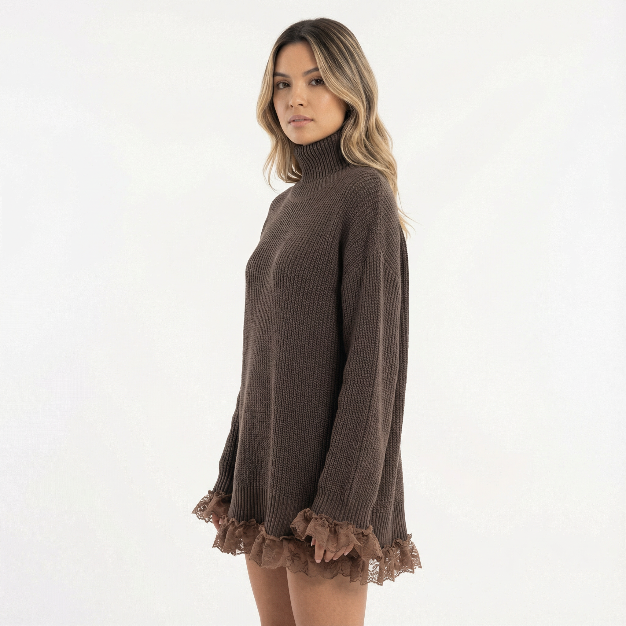 Robe midi en maille douce à coupe droite