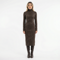 Robe midi en suédine à col montant