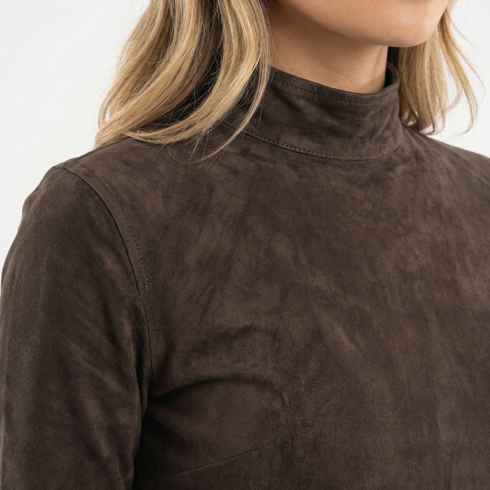 Robe midi en suédine à col montant