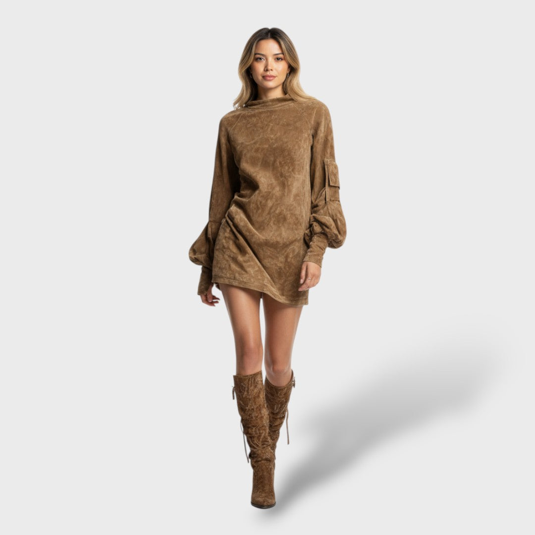 Mini-robe en suédine au toucher velouté
