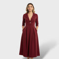 Robe midi évasée à taille marquée