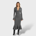 Robe midi en maille à col zippé