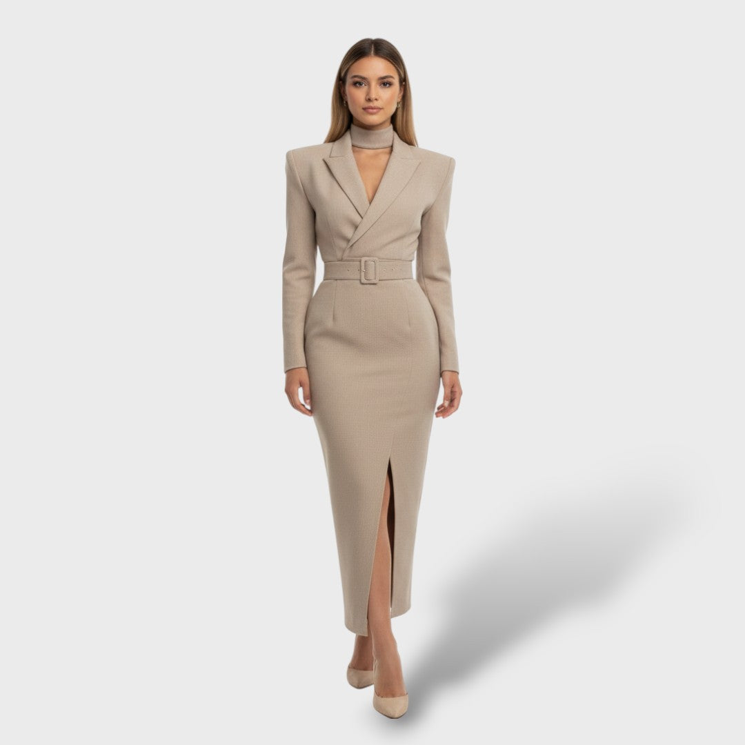Robe midi ceinturée à la ligne épurée