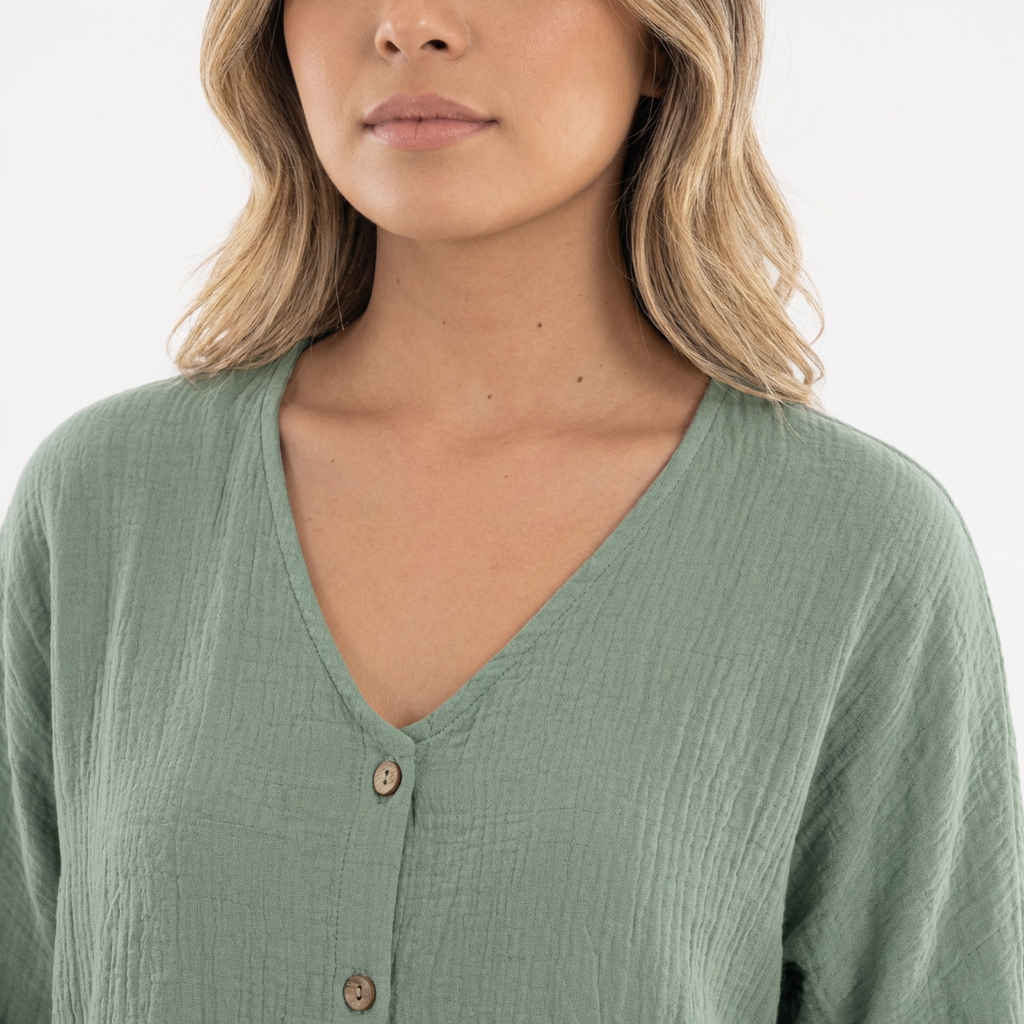 Blouse fluide à boutonnage complet