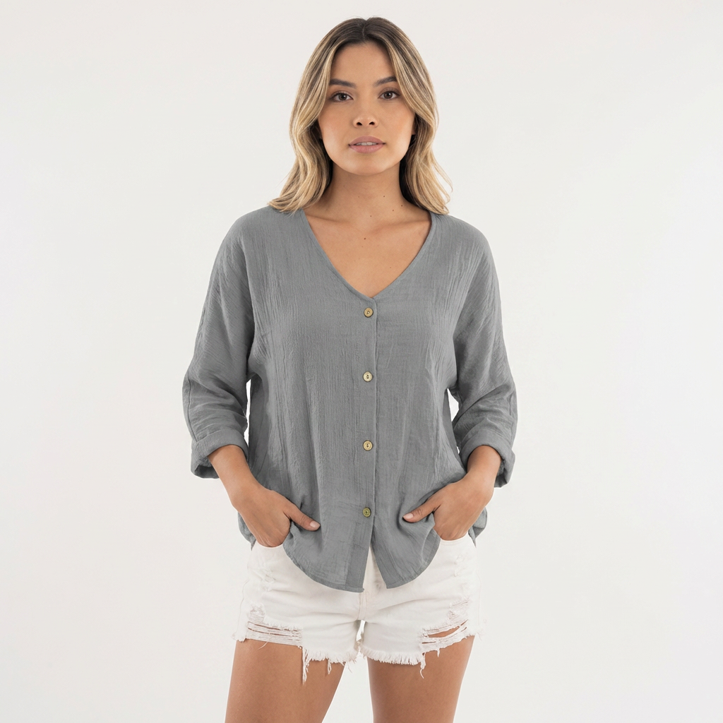 Blouse fluide à boutonnage complet
