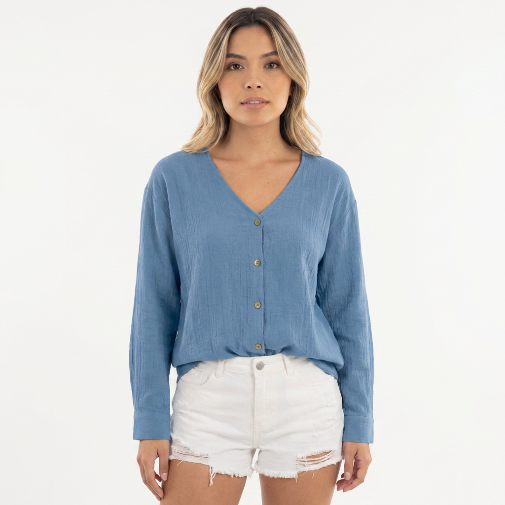 Blouse fluide à boutonnage complet