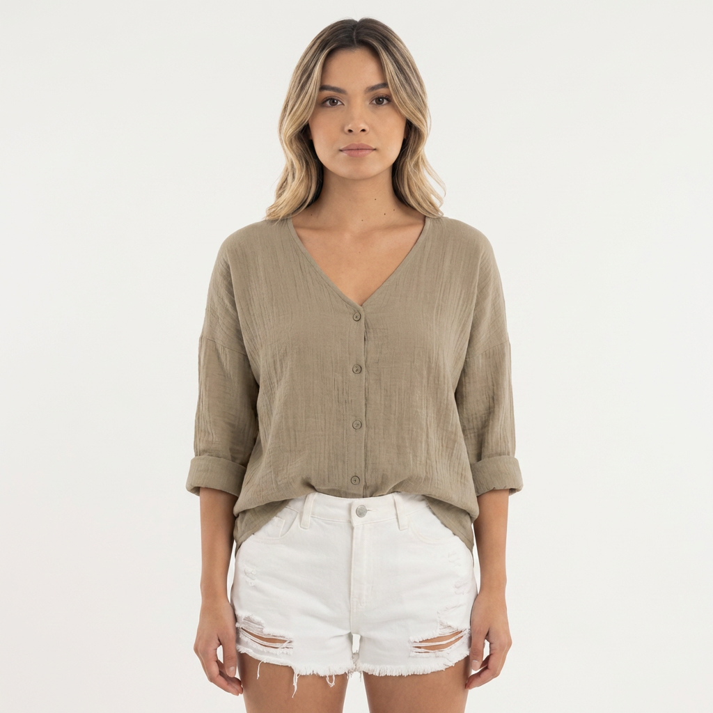Blouse fluide à boutonnage complet