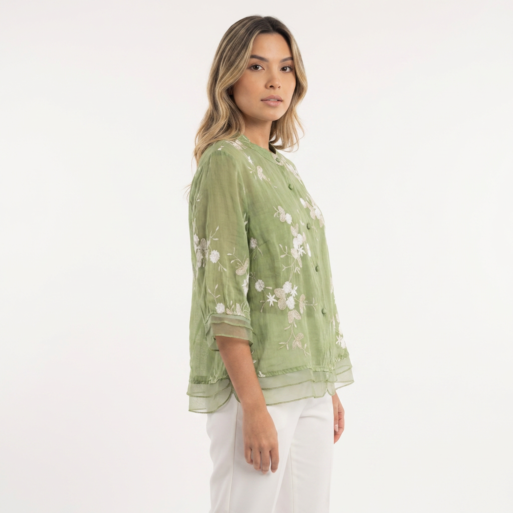 Blouse à broderie florale