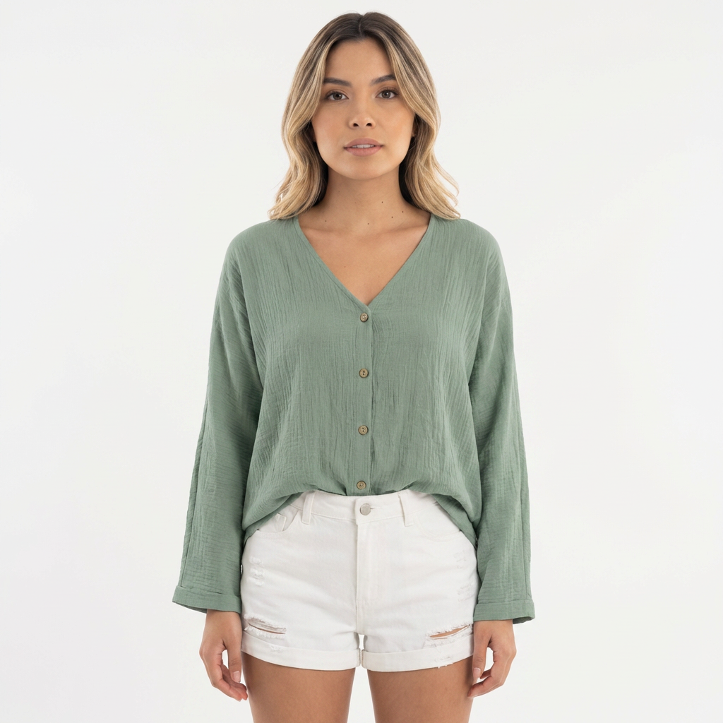 Blouse fluide à boutonnage complet