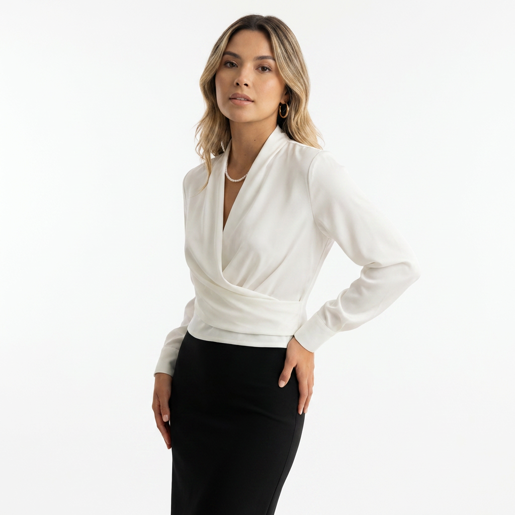 Blouse en satin croisée