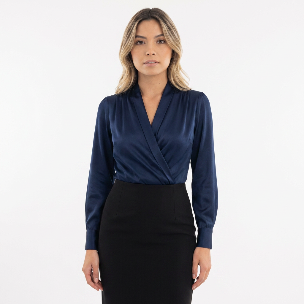 Blouse en satin croisée