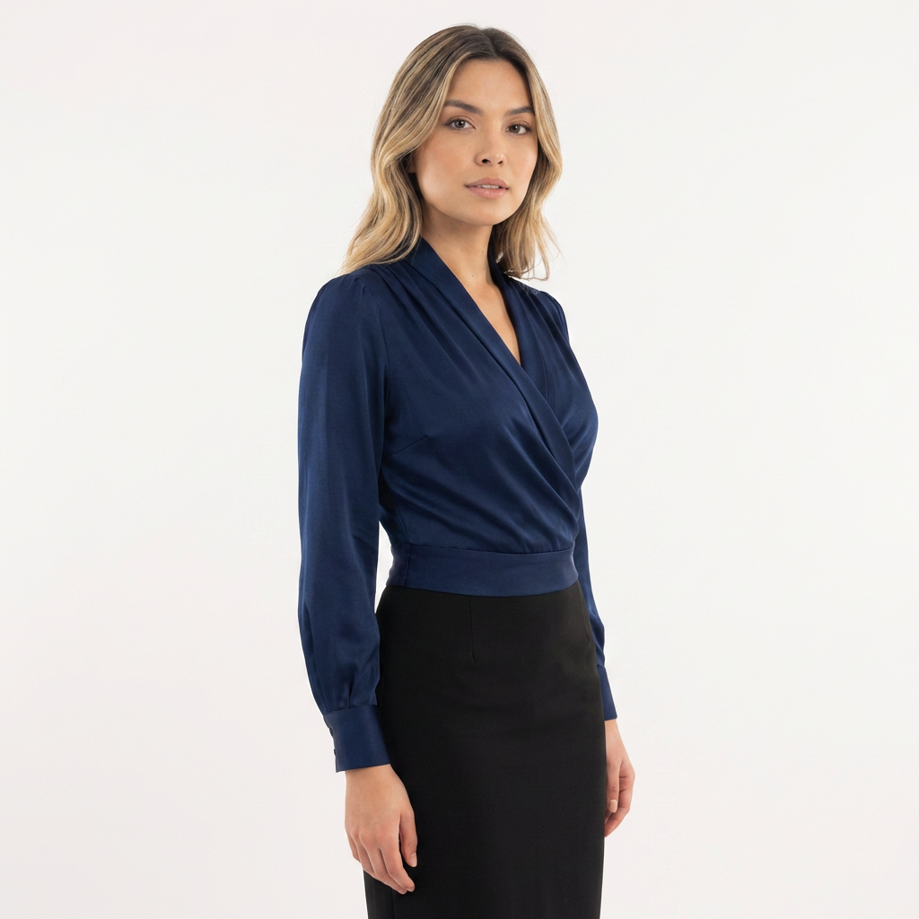 Blouse en satin croisée
