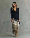 Robe à manches à franges