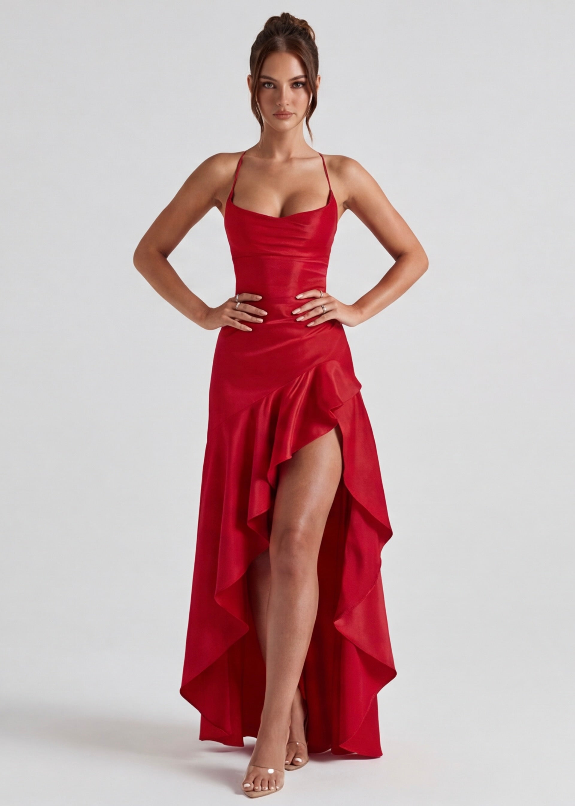 Robe longue au drapé enveloppant