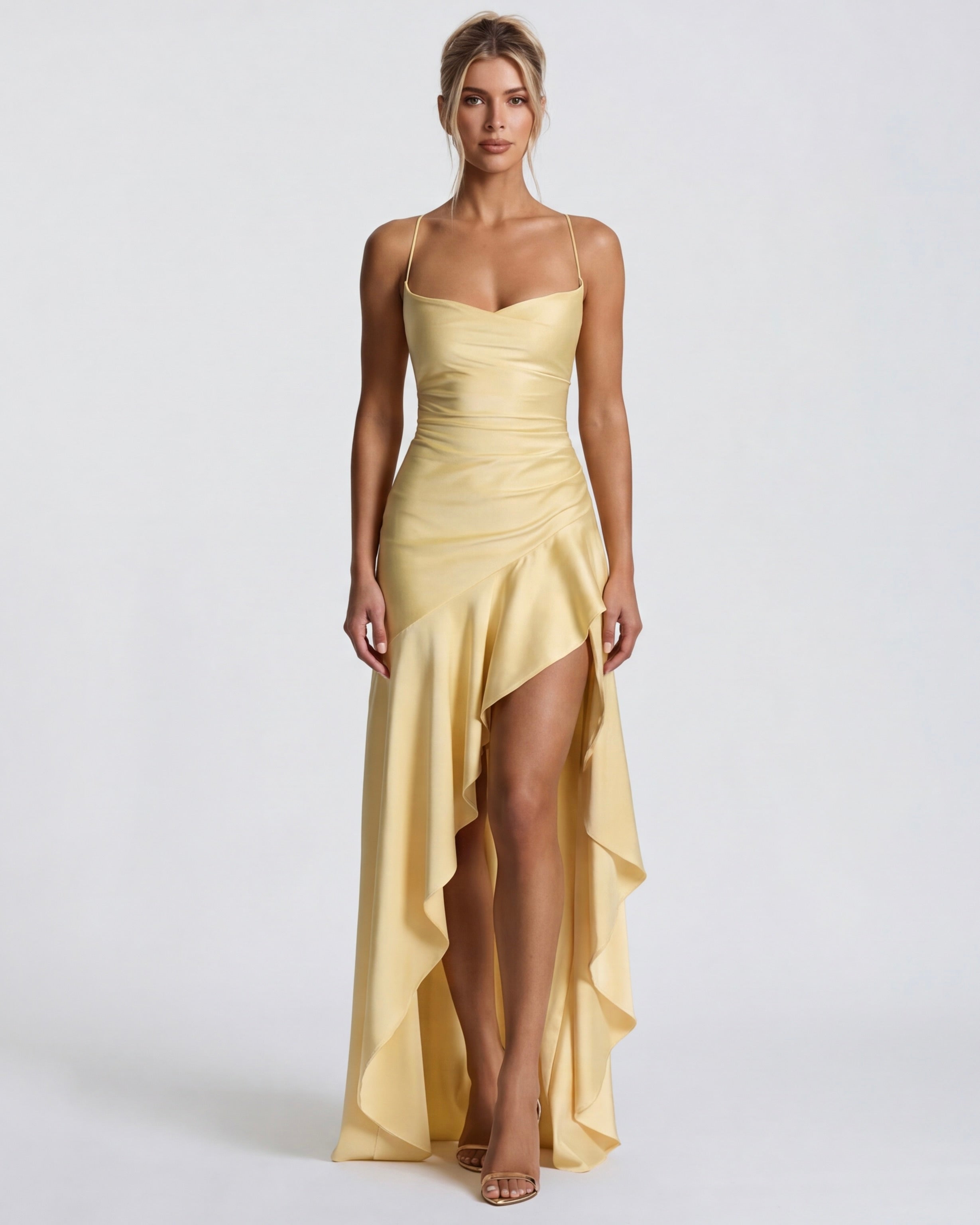 Robe longue au drapé enveloppant