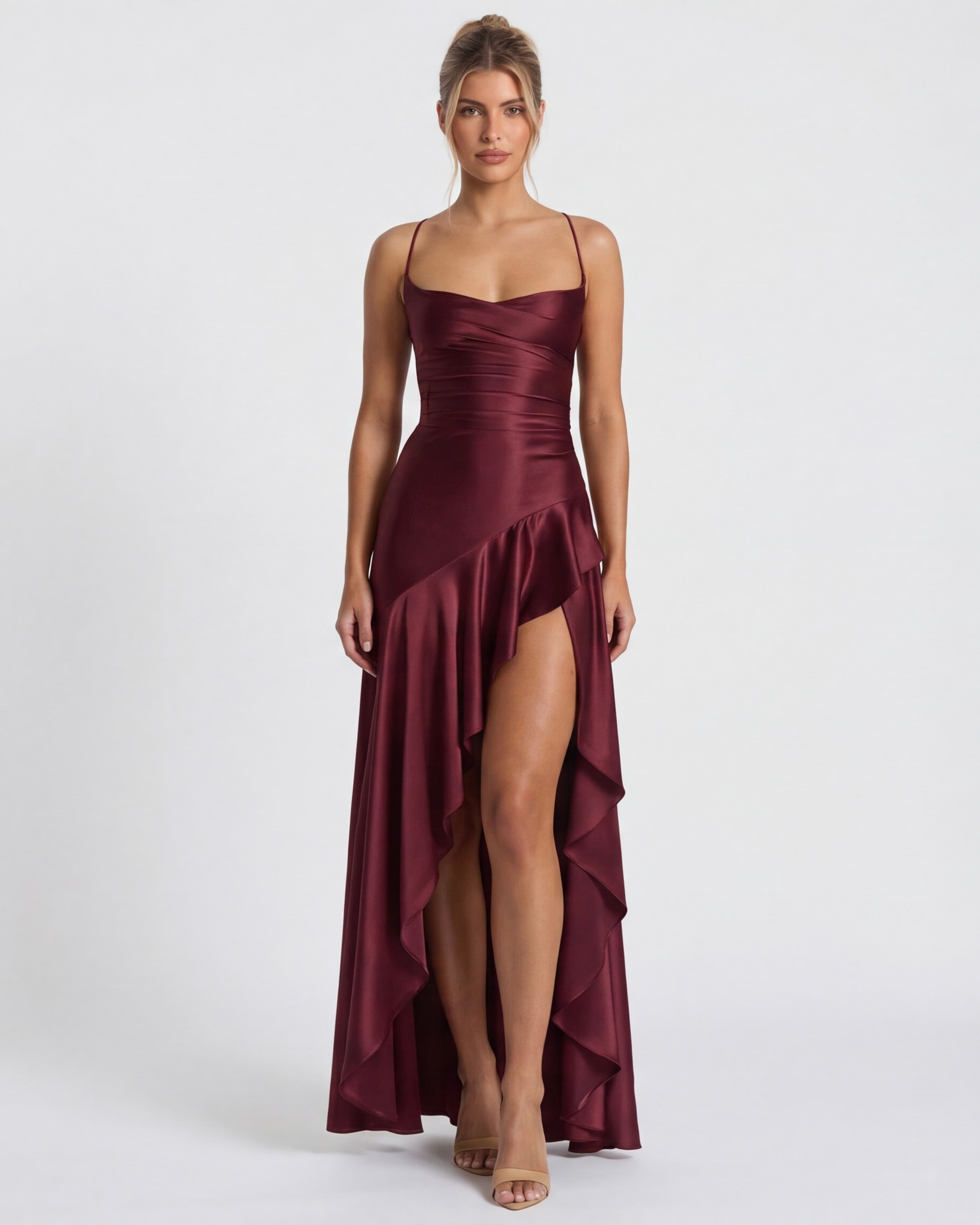 Robe longue au drapé enveloppant