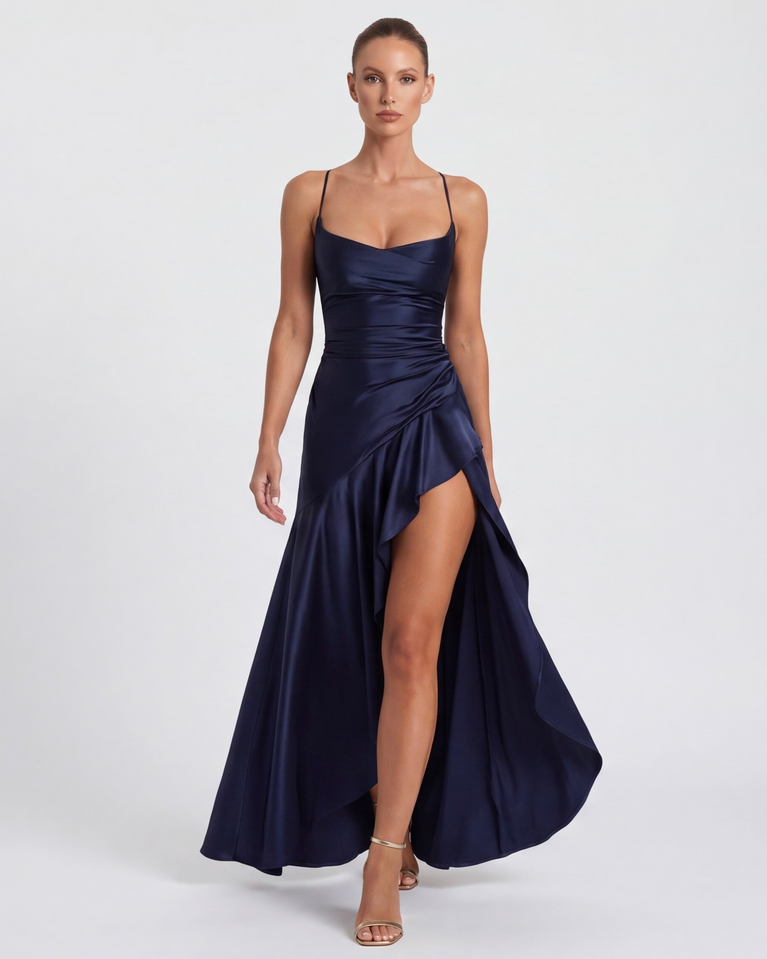 Robe longue au drapé enveloppant
