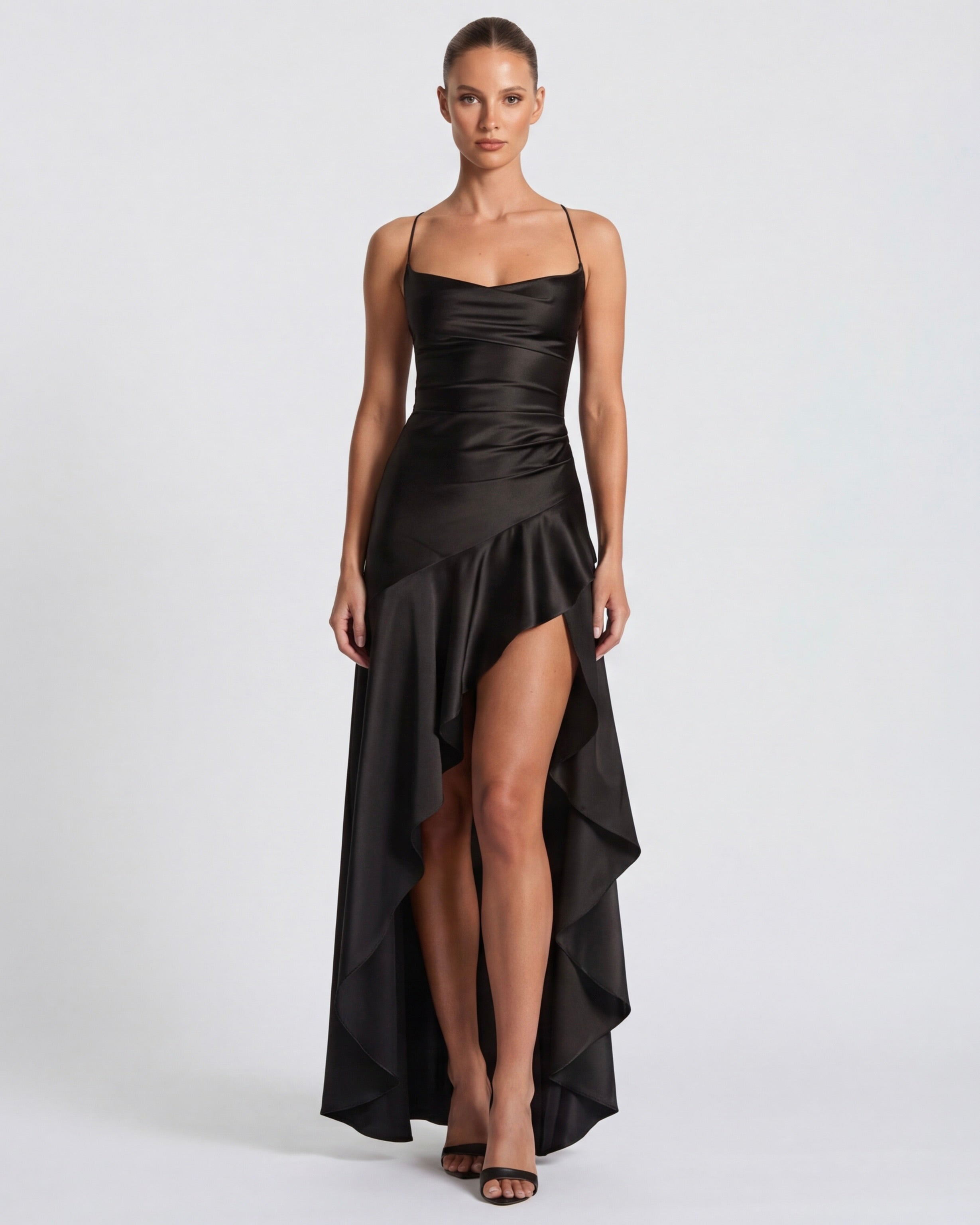 Robe longue au drapé enveloppant