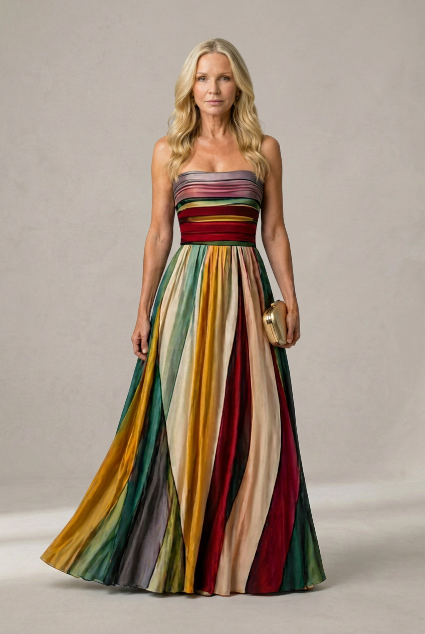 Robe évasée sans bretelles à la ligne en A