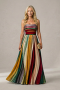 Robe évasée sans bretelles à la ligne en A