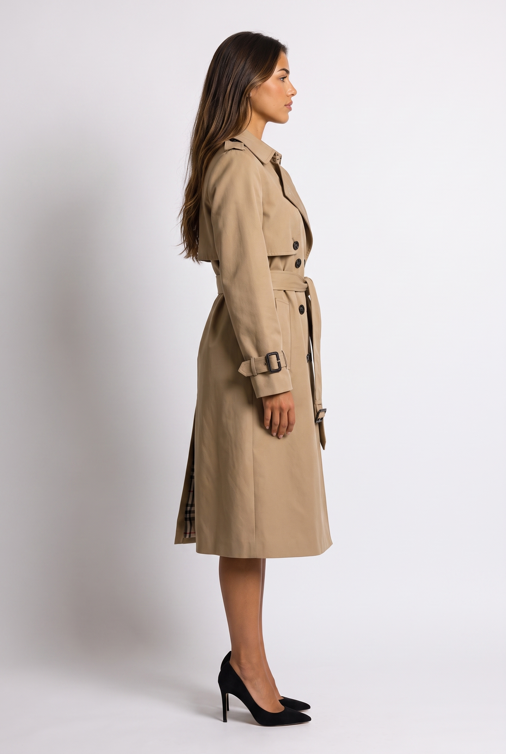 Trench long à ceinture et intérieur chaud