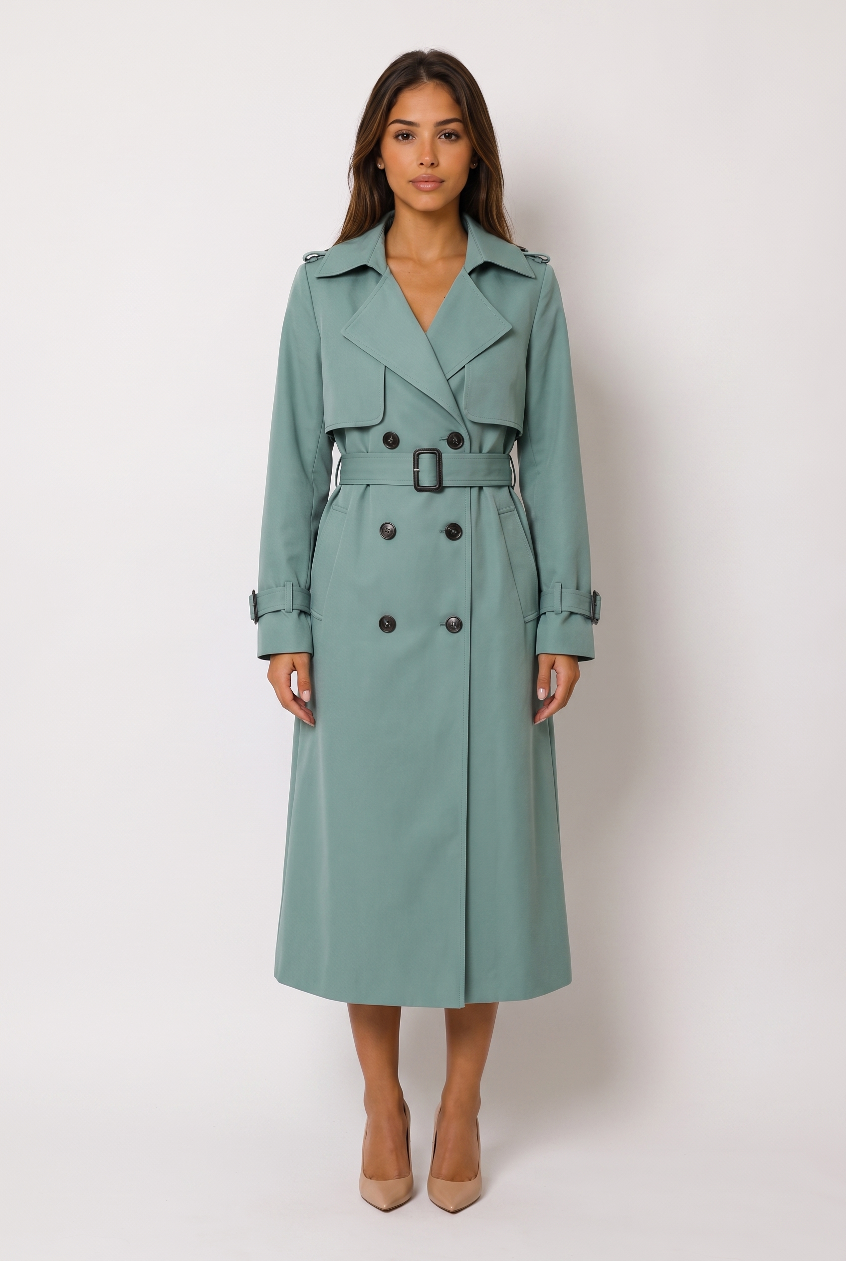 Trench long à ceinture et intérieur chaud