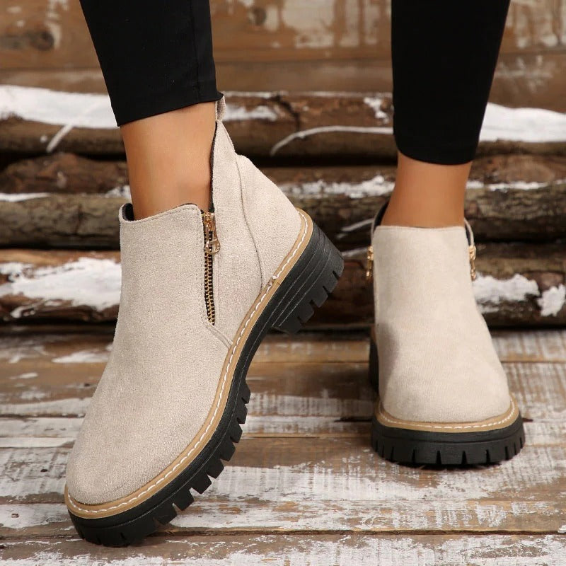 Bottines à bout rond et zip latéral
