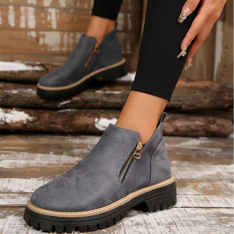 Bottines à bout rond et zip latéral