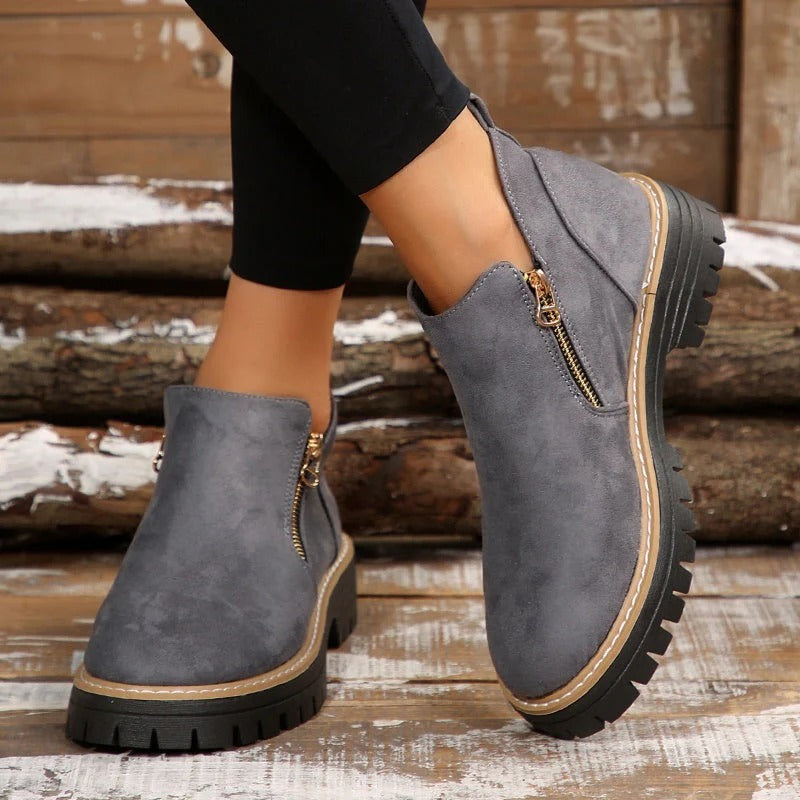 Bottines à bout rond et zip latéral