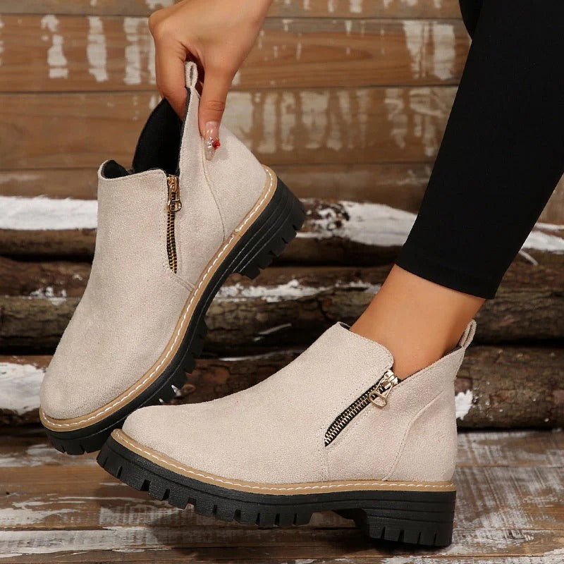 Bottines à bout rond et zip latéral