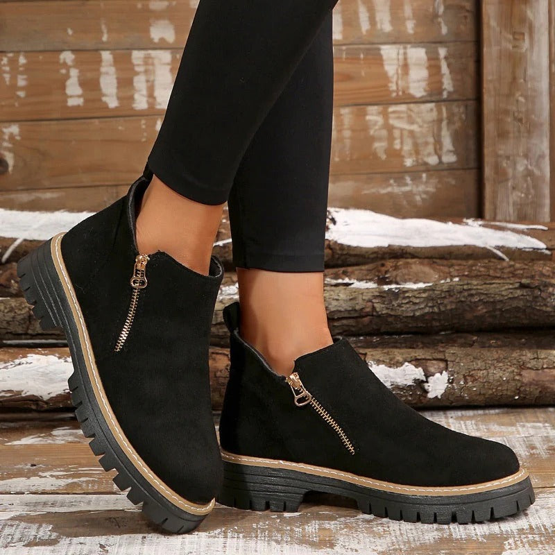 Bottines à bout rond et zip latéral