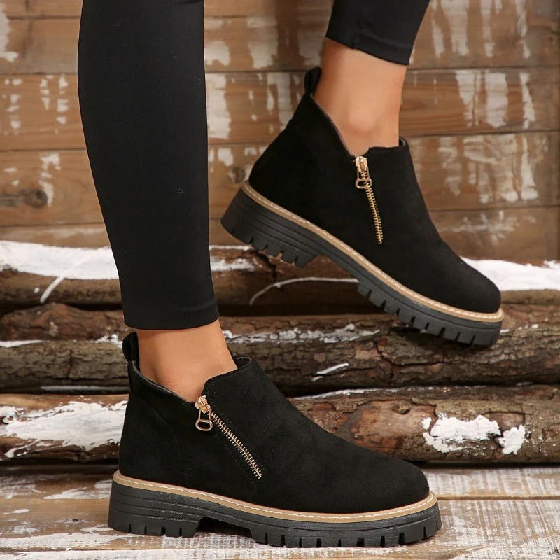 Bottines à bout rond et zip latéral